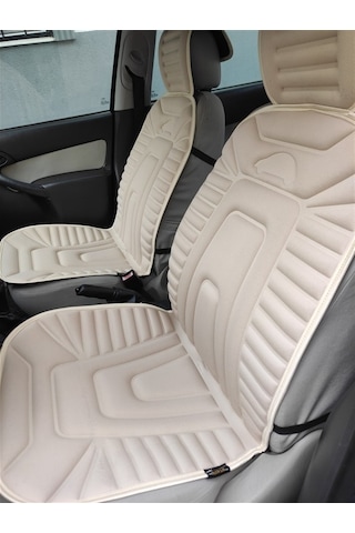 2,li Oto Koltuk Kılıfı Minder Alkantra Kumaş Bej Renk Kabartmalı