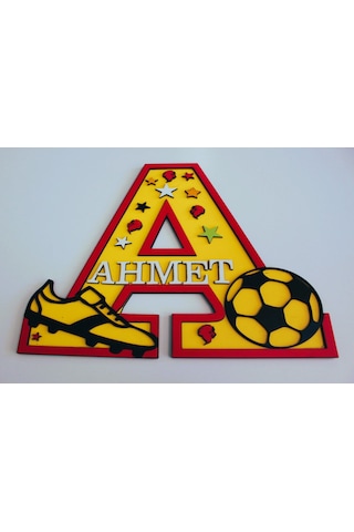 Çoçuk Odası Kapı & Duvar Süsü Kişiye Özel A Harfi Sarı - Kırmızı
