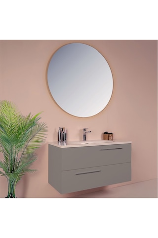 Kobos Serenity 100 Cm Banyo Dolabı Seti Moon Grey Gri