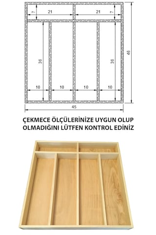 Ahşap Kepçelik 45x46 Cm. Mutfak Çekmecesi Servis Gereçleri Düzenleyici Organizer
