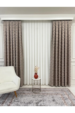 Brillant Carla Puffy Püsküllü Perde İstenilen Tüm Ölçülerde Kahve Kahve Rengi