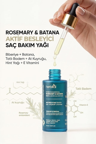 Zenginleştirilmiş Biberiye Yağı Dökülme Ve Beyazlama Karşıtı Batana, Argan, Badem, Vitamin E