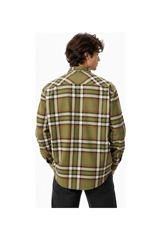 Lacoste Men's Relaxed Fit Button-down Linen Shirt Rahat Kesim Pamuklu Kareli Erkek Çıt Çıt Düğmeli Gömlek Yeşil