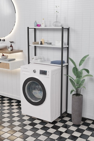Çamaşır Makinesi Üstü Düzenleyici Raf Banyo Dolabı Rafı  Beyaz