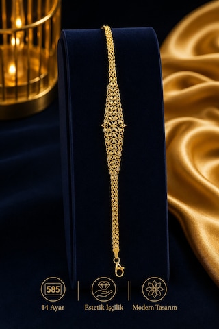 Aks Gold 14 Ayar Altın Muhteşem Şehrazat Bileklik 4,56 Gram 19 Cm