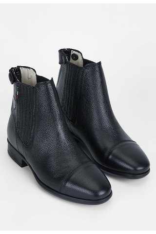 Tattini Unisex Hakiki Deri Siyah Binici Botu 990 Collıe Bot Sıyah Siyah