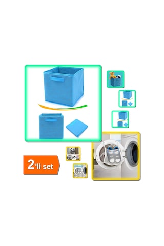 Dolap İçi Düzenleyici Kutu Mavi + Hassas Ayakkabı Yıkama Filesi Kapak Bağlamalı - 2li Set X4r0h5 Belirtilmemiş