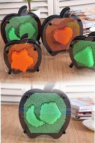 Zmc Bilişim Elma Şeklinde Pin Art Dekoratif 3d Çivi Sanatı Filografi Tahtası