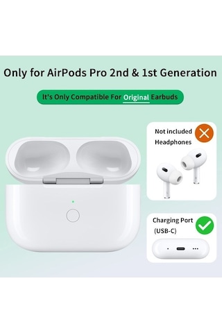 Reedark Airpods Uyumlu Pro 2 İçin Kablosuz Kulaklık Şarj Kutusu - Type-c Arayüz Ve Ön Tuşlu Beyaz
