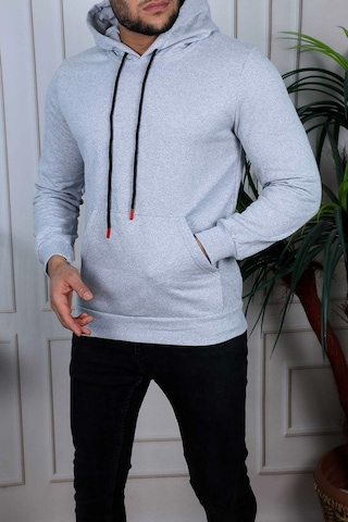Nisanca Trend Clothıng Basic Unisex Kanguru Cepli Kapüşonlu Sweatshirt Hoodie Sweat- Regular Fit- Kışlık İçi Polarlı Gri