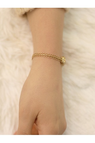 14 Ayar Altın Viyana Zincirli Baget Bileklik Altın