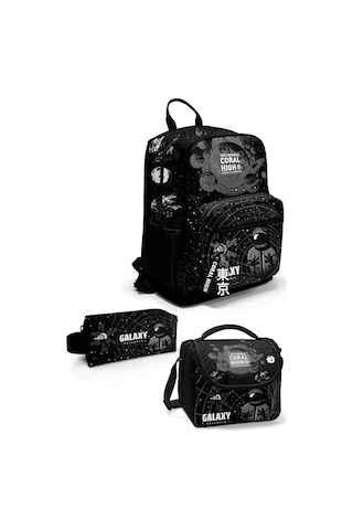 Coral High Siyah Galaxy Desenli 3 Lü Okul Çanta Seti Set0123644