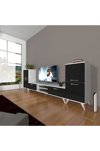 Decoraktiv Eko On2 Mdf Dvd Retro Tv Ünitesi Tv Sehpası Beyaz - Siyah