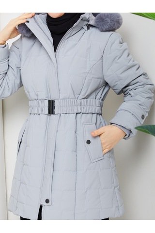 Eslemnur Nova Kumaş Şişme Mont 85cm Gri
