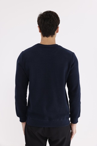 Rowinger Selanik Doku Yumuşak Tutuşlu Rahat Kalıp Yuvarlak Yaka Esnek Manşetli Sweatshirt Navyblue