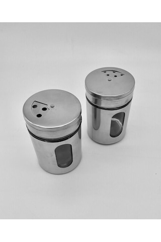 2 Adet Baharatlık Tuzluk Karabiberlik 3 Ayarlı Başlık, Cam Paslan