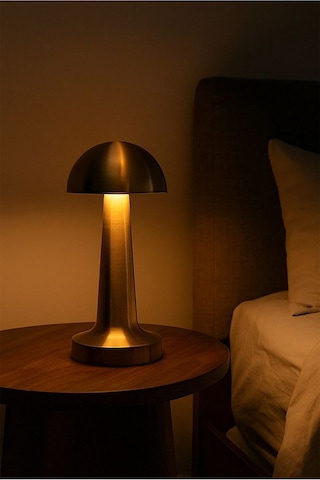 Lizbon 3 Işık Renkli Şarjlı Dim Edilebilir Masa Lambası Gold