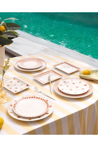 Madame Coco Faisceau 6 Kişilik 15 Parça Sunum Yemek Takımı - Turuncu/beyaz 8684427280904 Çok Renkli