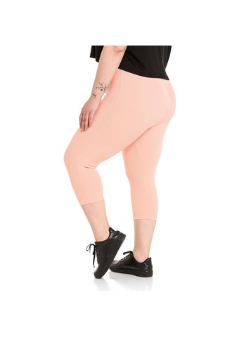 Büyük Beden Fitilli Karyoka Dikişli Diz Altı Somon Tayt