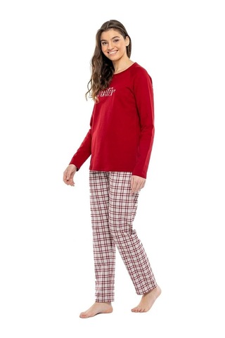 Ciciten Mod Collection Sıfır Yaka Kareli Bayan Pijama Takım 001