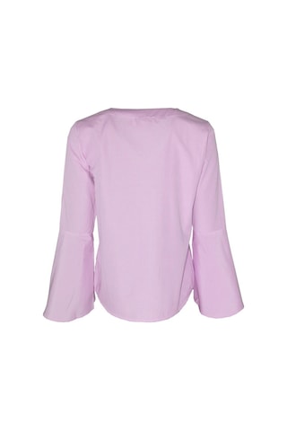 Bulalgiy Kadın Pembe Çizgili Kolu Volan Bluz - Bga103926-pembe
