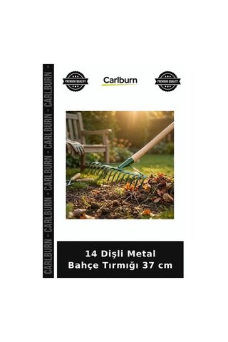 Özel Üretim Yaprak Toplama 14 Dişli Metal Bahçe Tırmığı - 37 Cm Genişlik - Dayanıklı Yapı