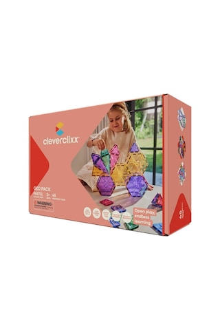 Cleverclixx Geo Pack Manyetik Bloklar, Pastel 45 Parça