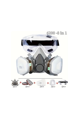 Willowhaven 6200 Full Face Gaz Maskesi 6200 15in1 Ekstra Filtreli Endüstriyel Toz Koruma Silikon Maske