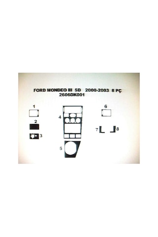 Ford Mondeo 2000-2003 8 Parça Torpido Kaplama Renk Piano Black