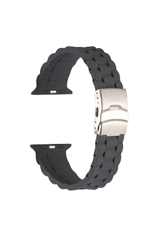 Ekılıf - Apple Uyumlu Watch 44mm - Kordon Silikon Kordon Krd-72 - Gri