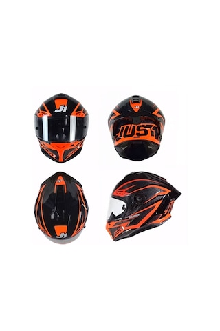 Just1 J-gpr Cyber Red Carbon Kapalı Motosiklet Kaskı Siyah Kırmızı