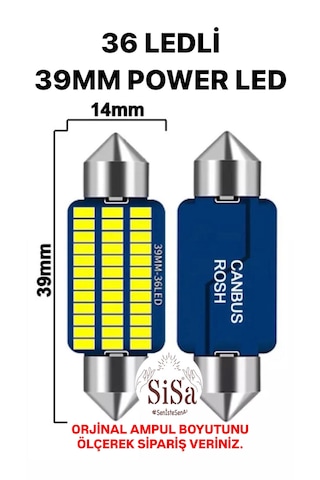 39mm Sofit Led C5w Canbus Tavan Plaka Ampul 1 Takım