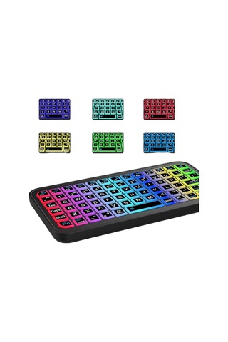 Rgb Işıklı Kablosuz Mini Klavye 10 Mm İnce Gövde - Karbul6613-2958 Renkli