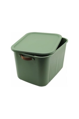 2 Adet Modern Kapaklı Büyük Boy Saklama Kutu Seti -20 Litre Yeşil- Taşınabilir Kulplu, Dolap İçi Düzenleyic Çok Renkli