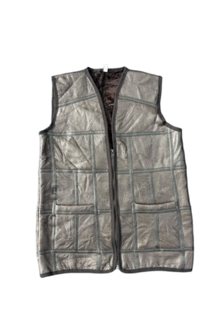 Ln Leather Özel Üretim Patchwork -süet Gerçek Deri Çocuk Yelek 5-6 Yaş Koyu Kahverengi