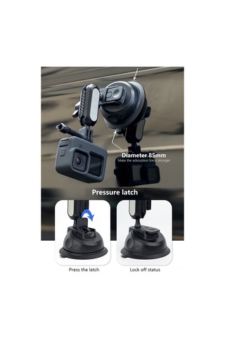 Teltree Araç Süngerli Tutucu, 360 Döner İki Toplu Tasarım, Telefon/gopro/ınsta360/mirrorless Kamera Uyumlu, 1/4" Adaptör Ve Telefon Klipsi Plastik