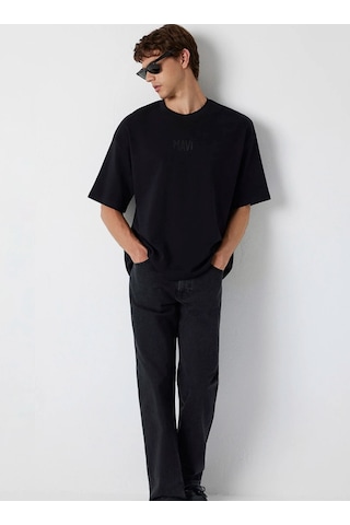 Mavi M0613581-900 Mavi Baskılı T-shirt Erkek Tişort Siyah