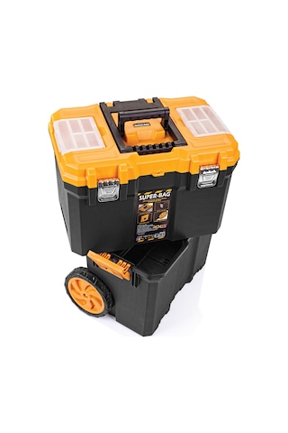 Asr-5039 Çift Katlı Mobil Alet Takım Çantası Bölmeli Tekerlekli