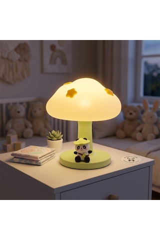 Margo Toys Sevimli Tavşan - Panda Figürlü Bulut - Masa ve Çocuk Odası Gece Lambası Açık Yeşil