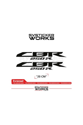 Honda Cbr 250r Sticker Uyumlu Yazı Yüksek Kalite Özel Kesim Folyo 2'li Set Siyah