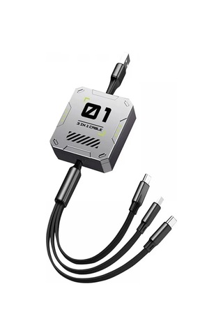 3in1 100w Geri Çekilebilir Hızlı Şarj Kablosu 120cm Usb To Ty