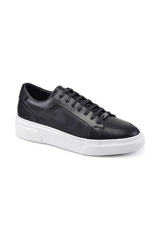 Siyah Bağcıklı Sneaker Erkek Ayakkabı -92115--antik Siyah 201 - Taban Rnk Beyaz Çok Renkli