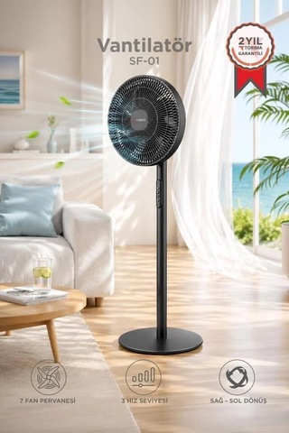 Premium Günlük Kullanım Serinletme Bireysel Serinlik Vantilatör Sf01 Siyah 14 Inc 45w