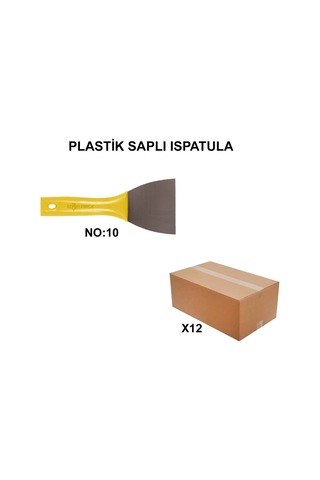 No:10 Plastik Saplı İspatula, 12 Adet Set Çok Renkli