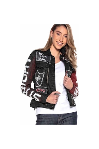 Wj172 Kadın Back To Black Baskılı Kot Ceket Black