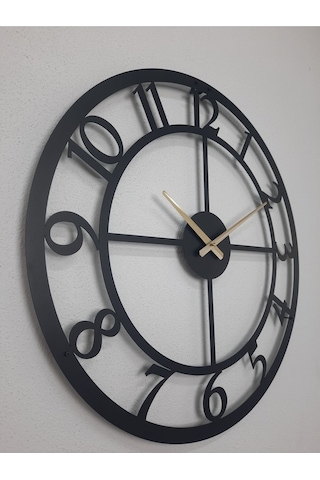 Rakamlı Metal Siyah Duvar Saati 1,5 Mm Kalınlık 60 X 60 Cm Siyah