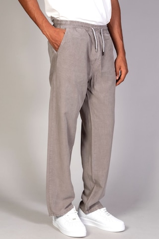 Little Cup Jeans Co Erkek Beli Lastikli Battal Beden Tensel Kumaş Gri Baggy Pantolon