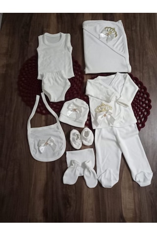 Petite Ponponbaby 10 Lu Hastane Çıkışı Setikraliçe Taçlı Gold Beyaz