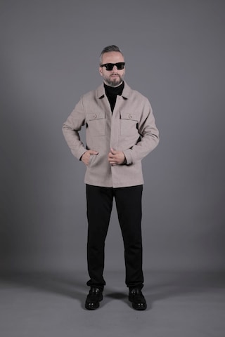 Ohepmoda Dikiş Detaylı Erkek Kaşe Kaban Mont Vizon