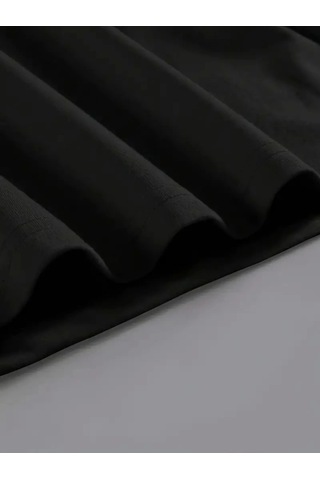 De'charme Baskılı Oversize Bisiklet Yaka T-shirt - Siyah